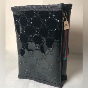 Gucci monogram patent leather make up bag